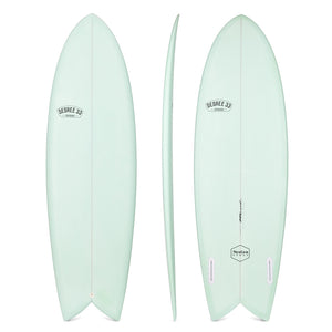 5'10" Retro Fish Twin Fin Surfboard Aqua Resin Tint (NexGen Epoxy)