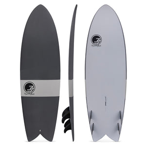 6' Codfather Fish Surfboard Gray Chevron (Hybrid Epoxy Softtop)