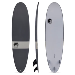 7'2" Poacher Funboard Surfboard Gray Chevron (Hybrid Epoxy Softtop)