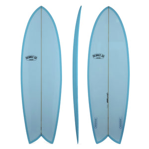 6' Codfather Fish Twin Fin Surfboard Blue Resin Tint (Poly)