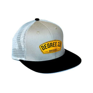 Degree 33 Grey with Leather Script Logo Snapback Hat