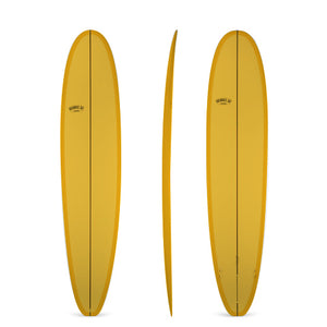 9' Ultimate Longboard Surfboard with Darkwood Stringer and Honey Orange Resin Tint (Poly)