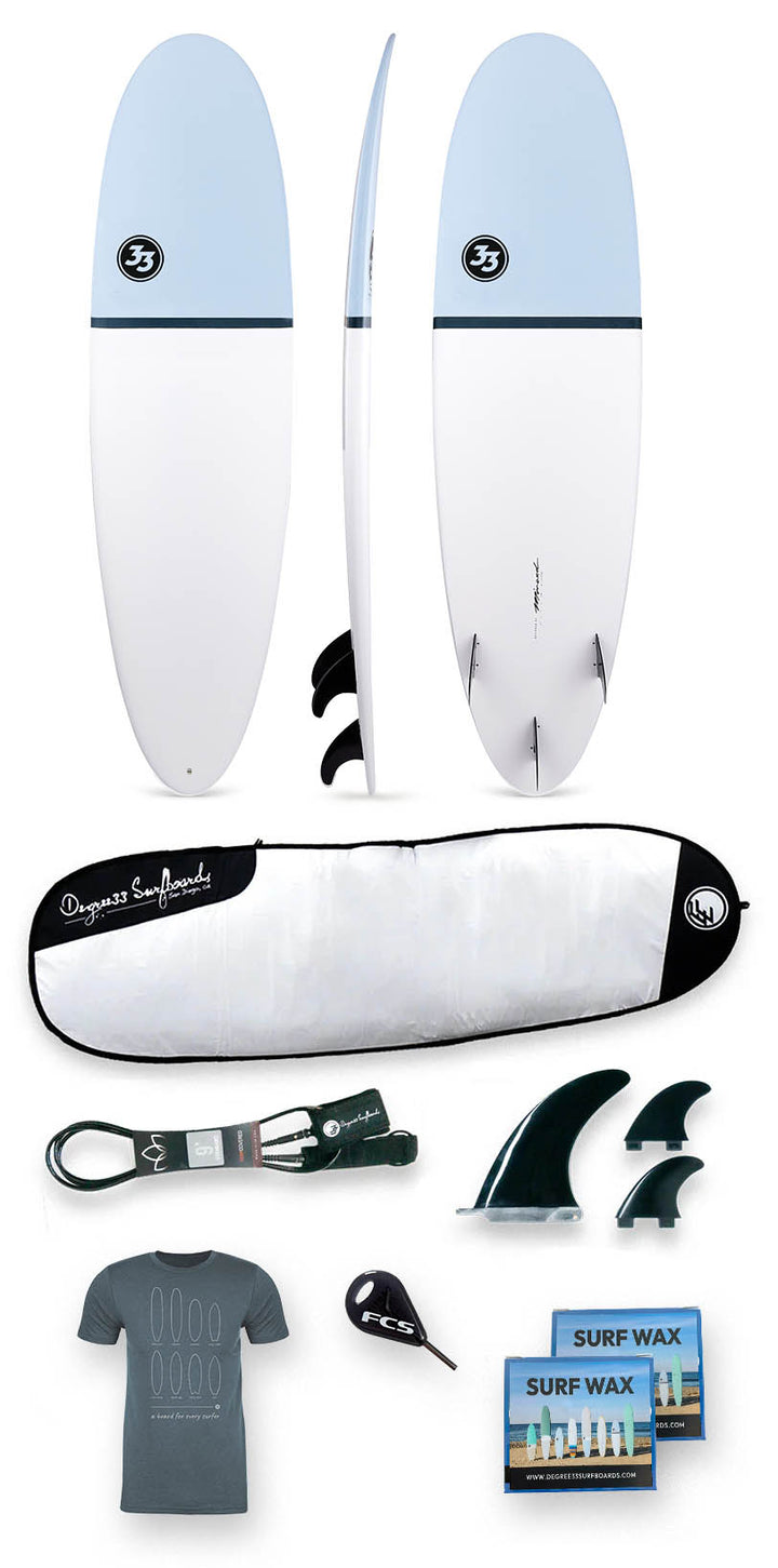 Ride33 Surfboard Package -7'2" Poacher Epoxy Surfboard, Bag, Leash, Fins & Accessories