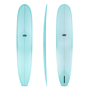 9'6" Classic Noserider Longboard Surfboard Aqua Resin Tint (Poly)
