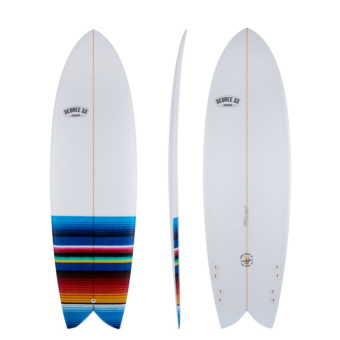 Retro Fish Quad Fin Surfboard Mexican Blanket (PureGlide Poly)