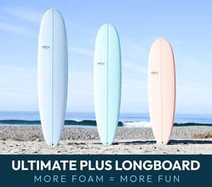 9' Ultimate Plus Longboard with Darkwood Stringer Aqua Resin Tint (Poly)