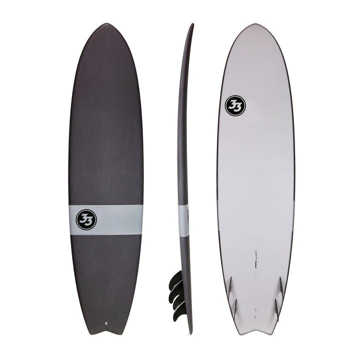 7'6" Easy Rider Surfboard Gray Dip (Hybrid Epoxy Soft Top) - Degree 33 Surfboards
