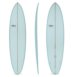 7'6" Over Easy Surfboard Aqua Resin Tint (Poly)