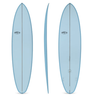 7'6" Over Easy Surfboard Blue Resin Tint (Poly)