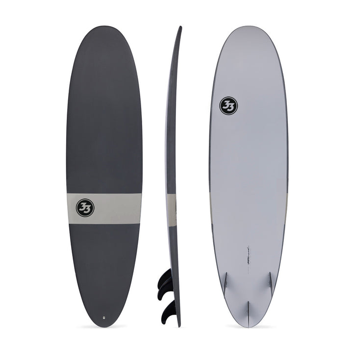 7'2" Poacher Funboard Surfboard Gray Chevron (Hybrid Epoxy Softtop)