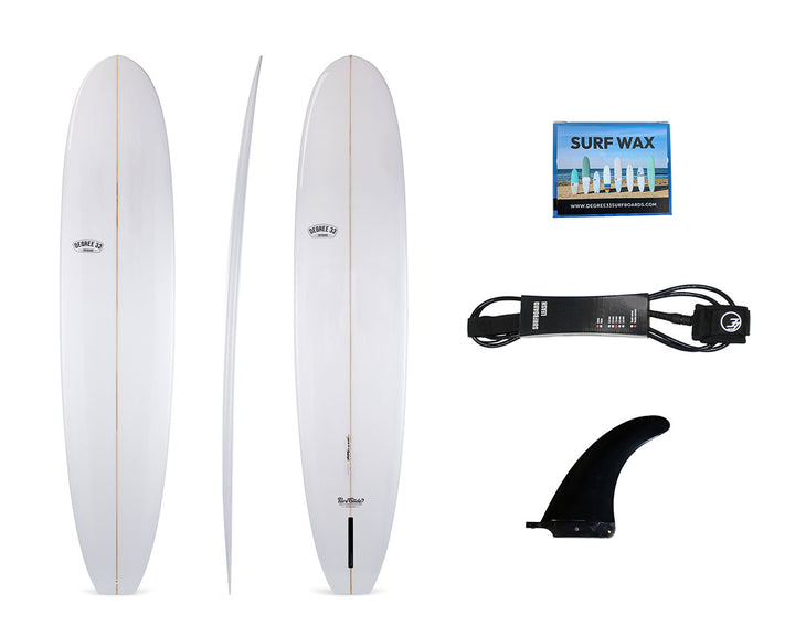 Classic Noserider Longboard Surfboard (Poly) White Sale Special - Degree 33 Surfboards