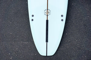 8'6" Ultimate Longboard Surfboard with Darkwood Stringer and Aqua Resin Tint (Poly)
