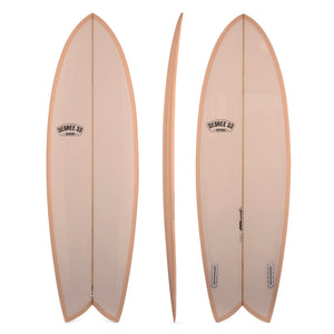 5'8" Codfather Fish Twin Fin Surfboard Coral Resin Tint (Poly)